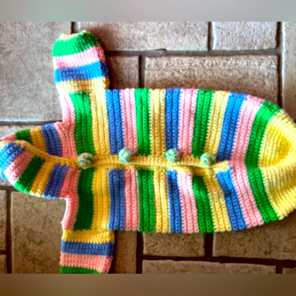 Vintage handmade infant bunting knitted crochet